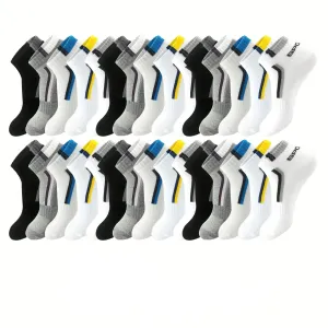 Men's Stripe Liner Anklet Socks – 5/10/20/30 Pairs – Breathable & Soft