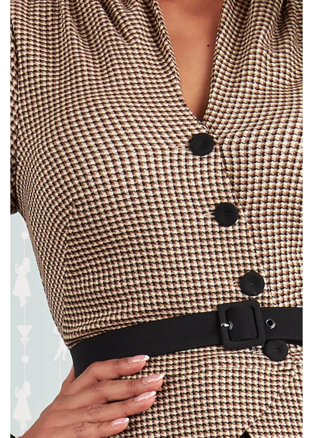 Miss Candyfloss Manone Lou Houndstooth 40's Jumpsuit Black Sand