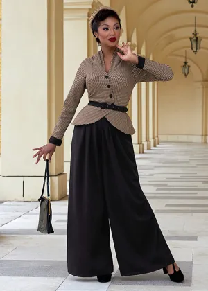 Miss Candyfloss Manone Lou Houndstooth 40's Jumpsuit Black Sand
