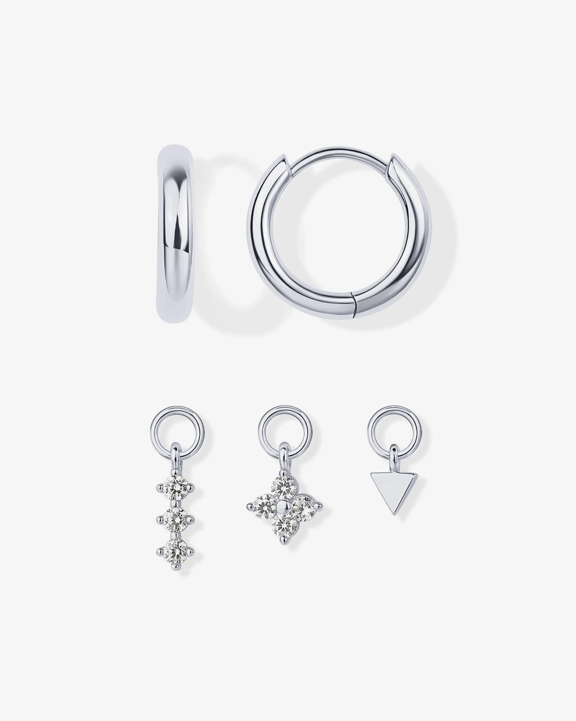 Mix and Match Huggie and Flower Charm Set