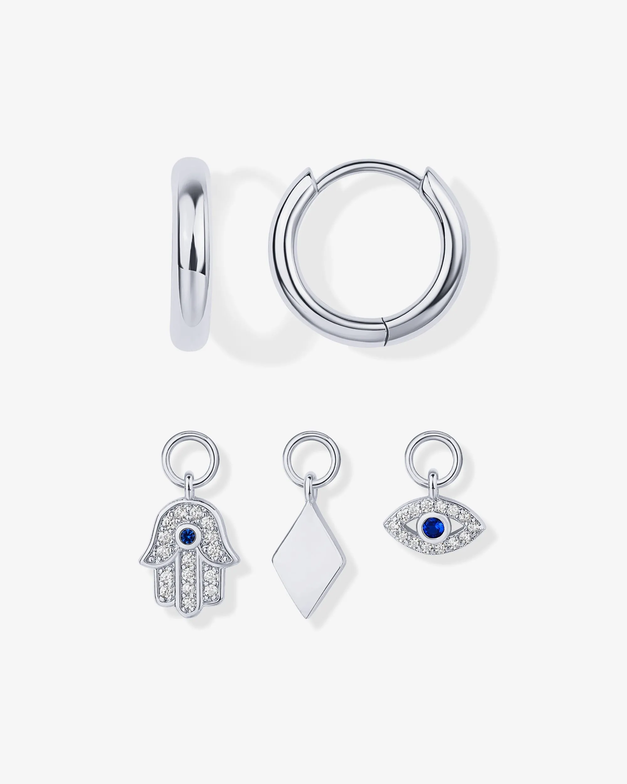 Mix and Match Huggie and Hamsa & Evil Eye Charm Set