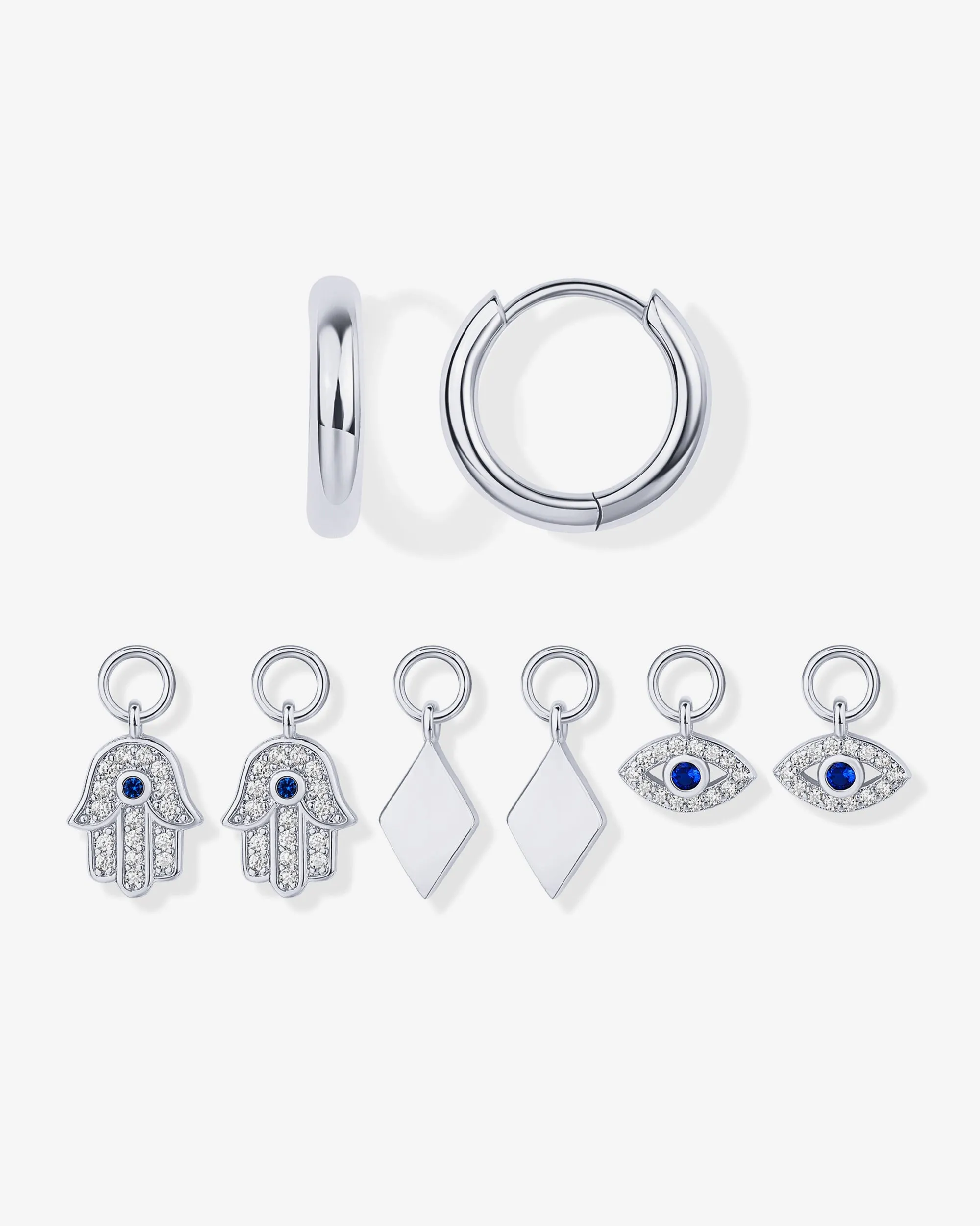 Mix and Match Huggie and Hamsa & Evil Eye Charm Set