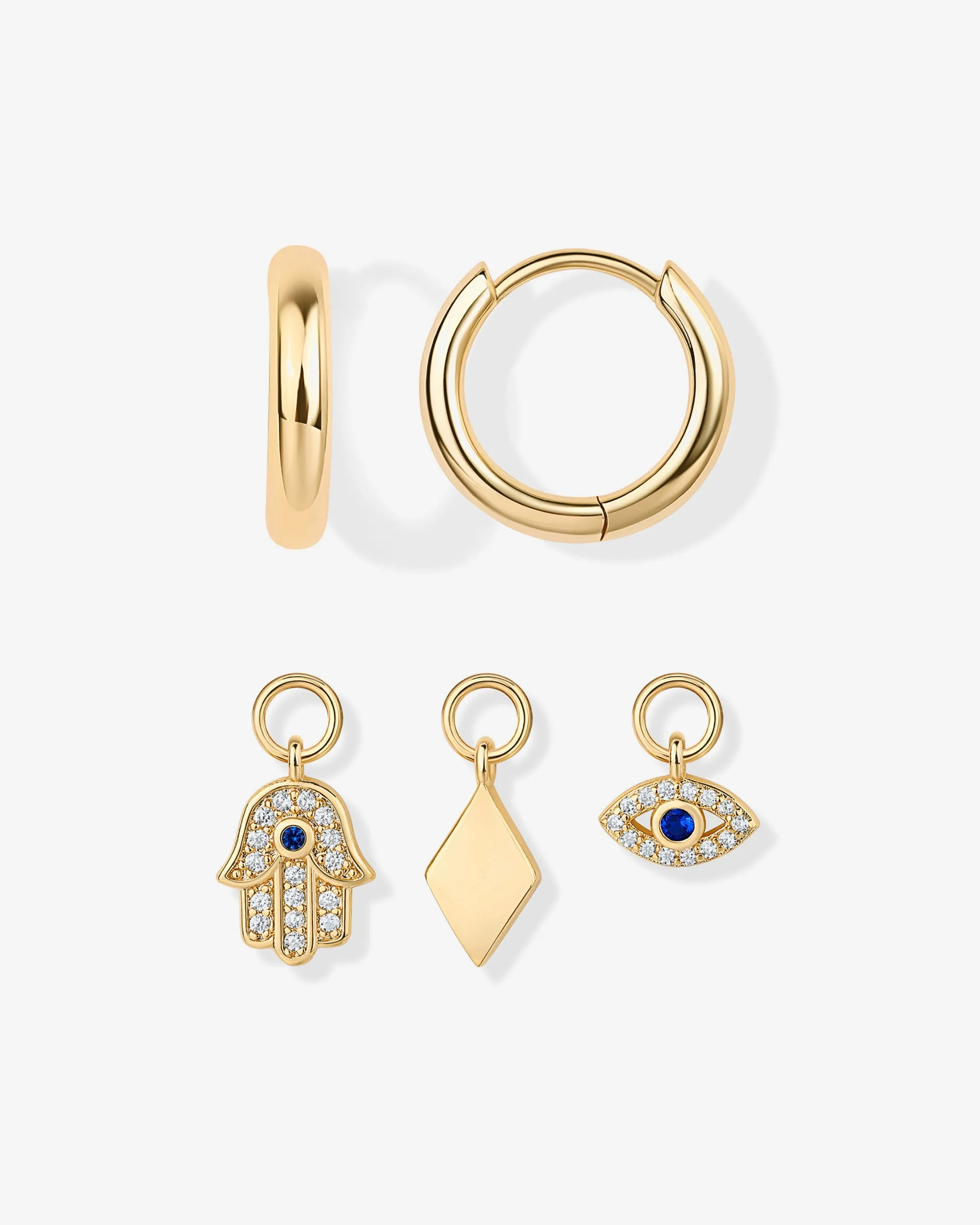 Mix and Match Huggie and Hamsa & Evil Eye Charm Set