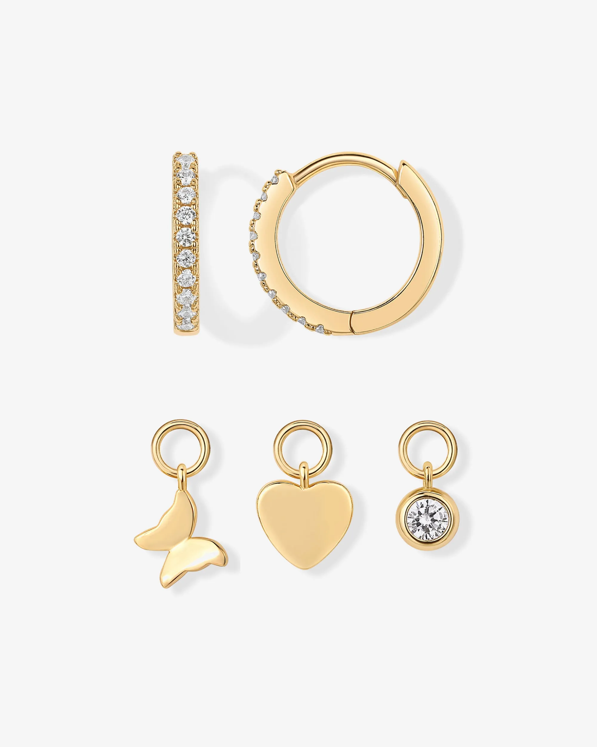 Mix and Match Huggie and Heart Charm Set