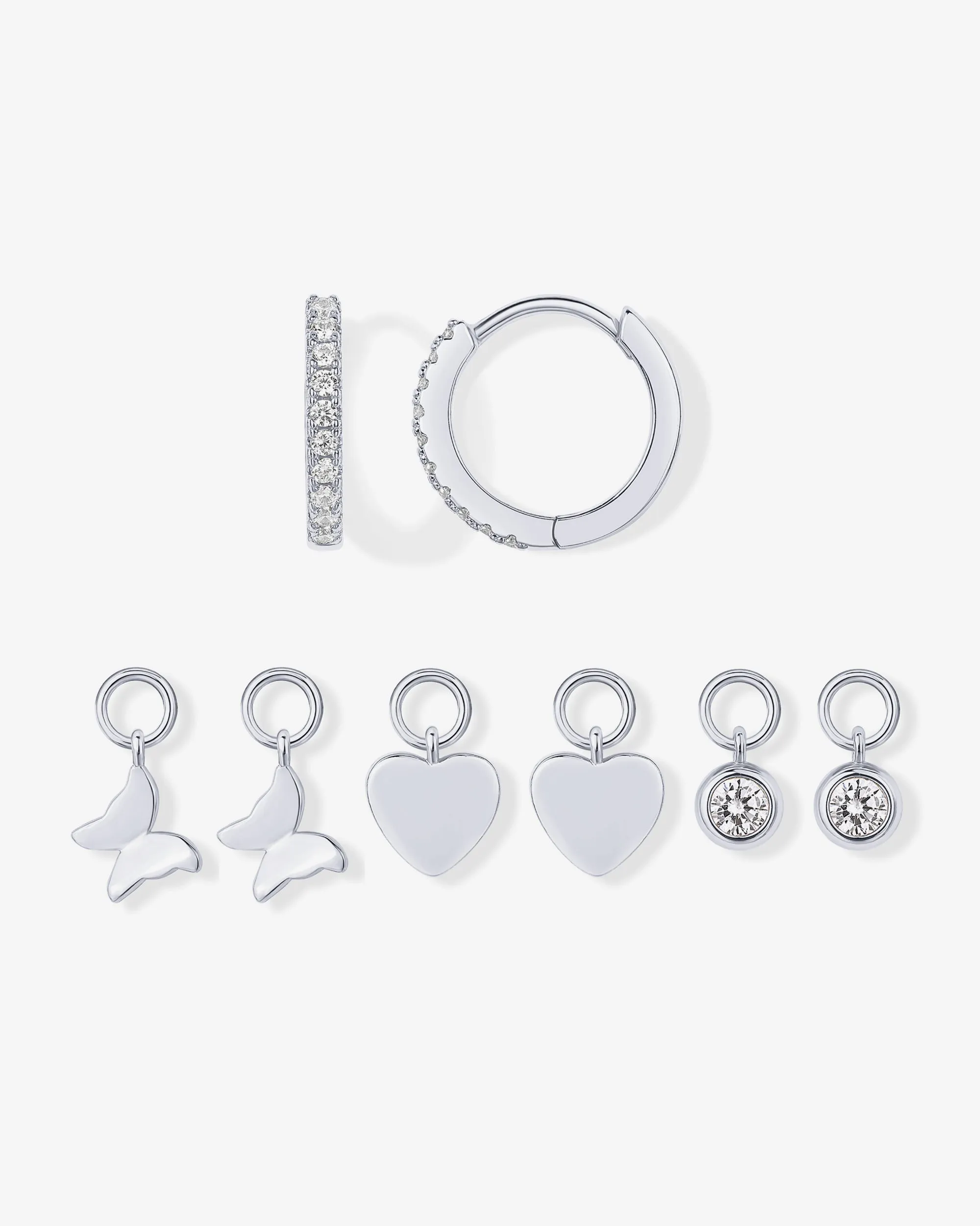 Mix and Match Huggie and Heart Charm Set