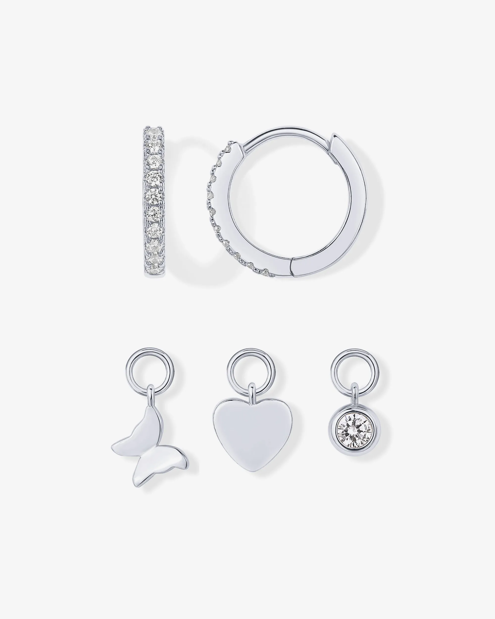 Mix and Match Huggie and Heart Charm Set
