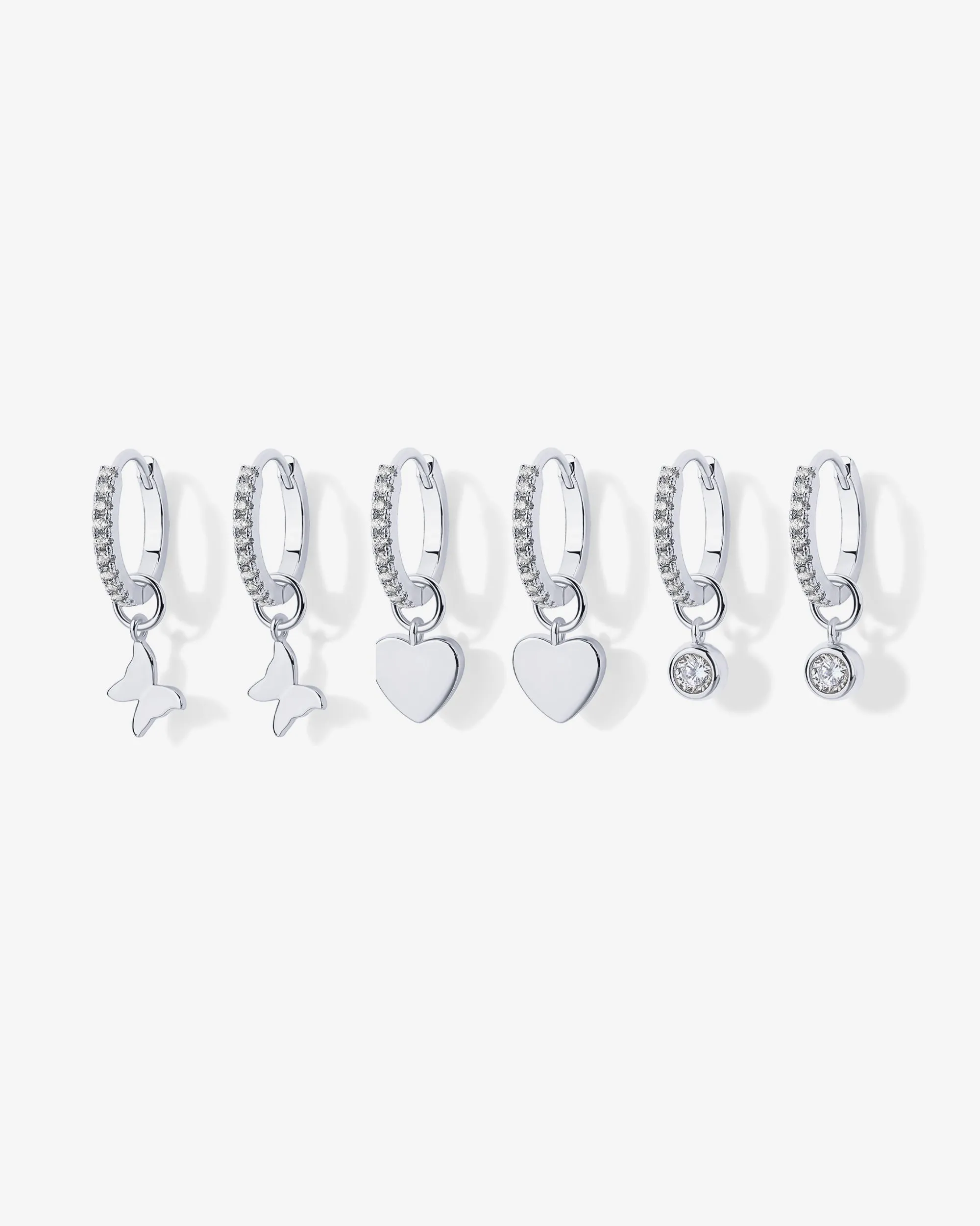 Mix and Match Huggie and Heart Charm Set