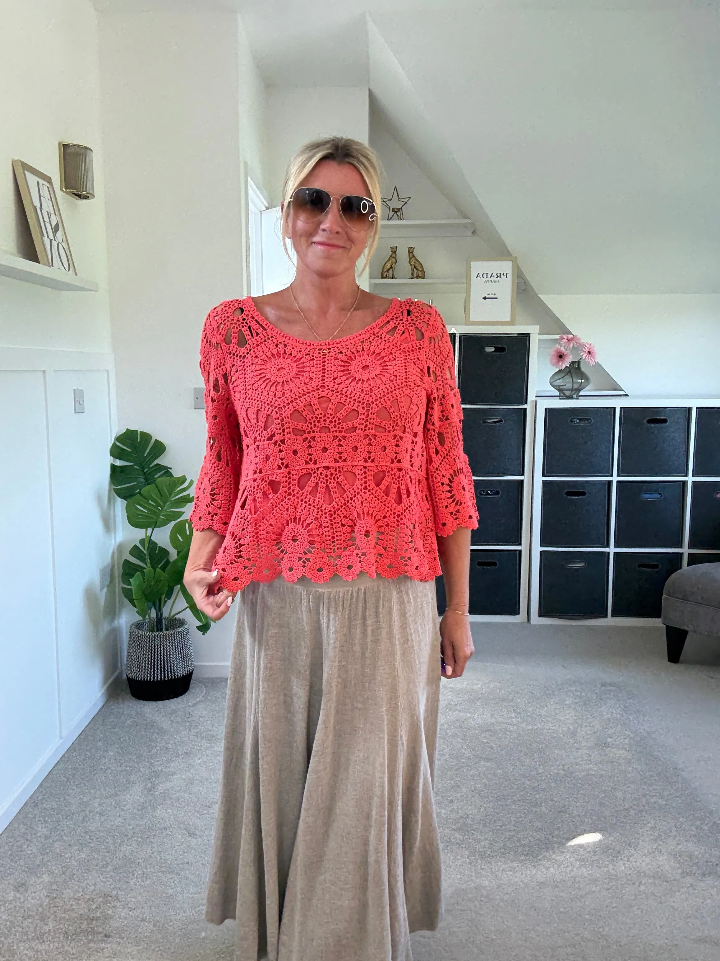 Mocha Washed Linen Panel Skirt