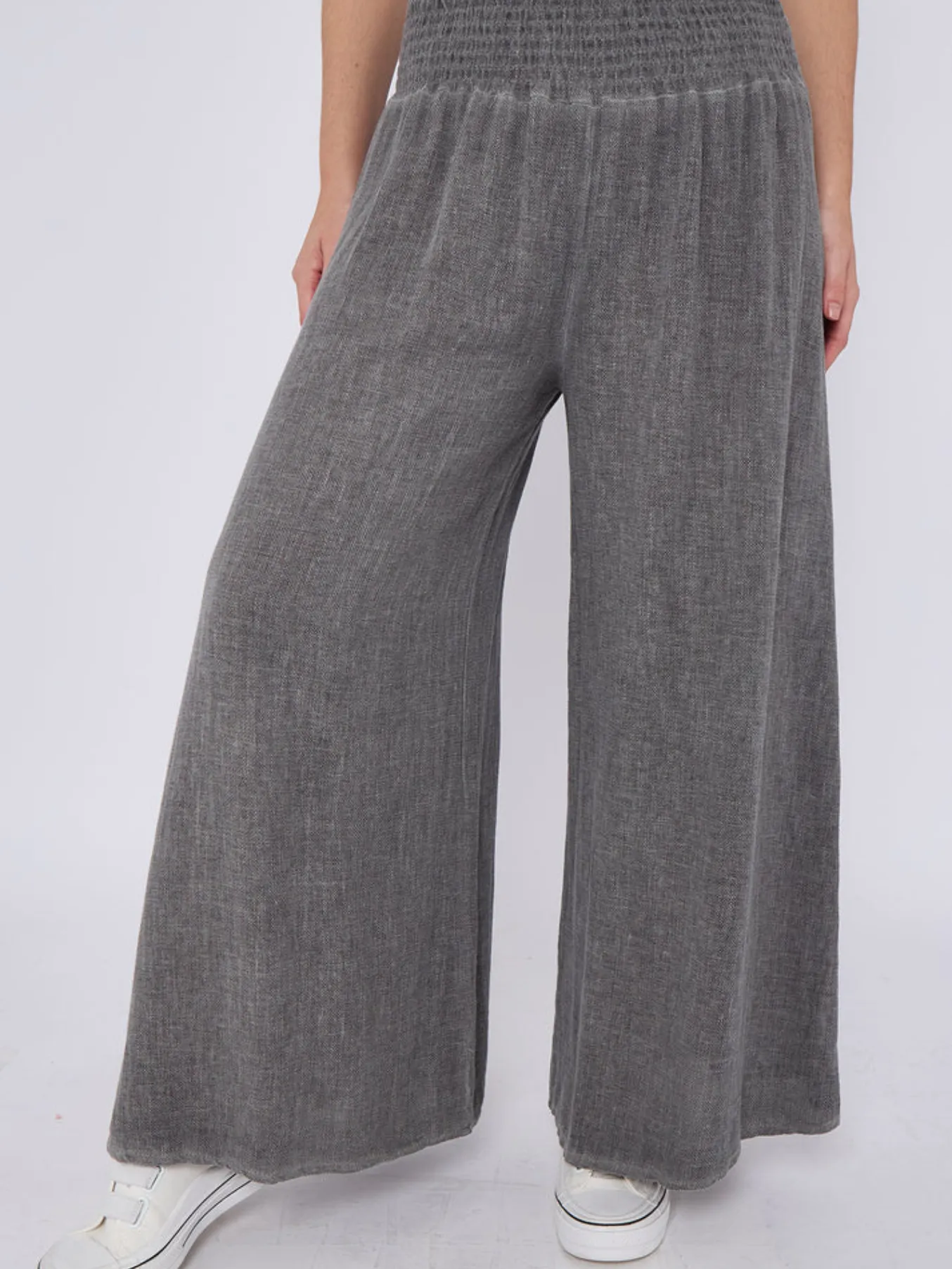 Mocha Washed Linen Wide Leg Trousers