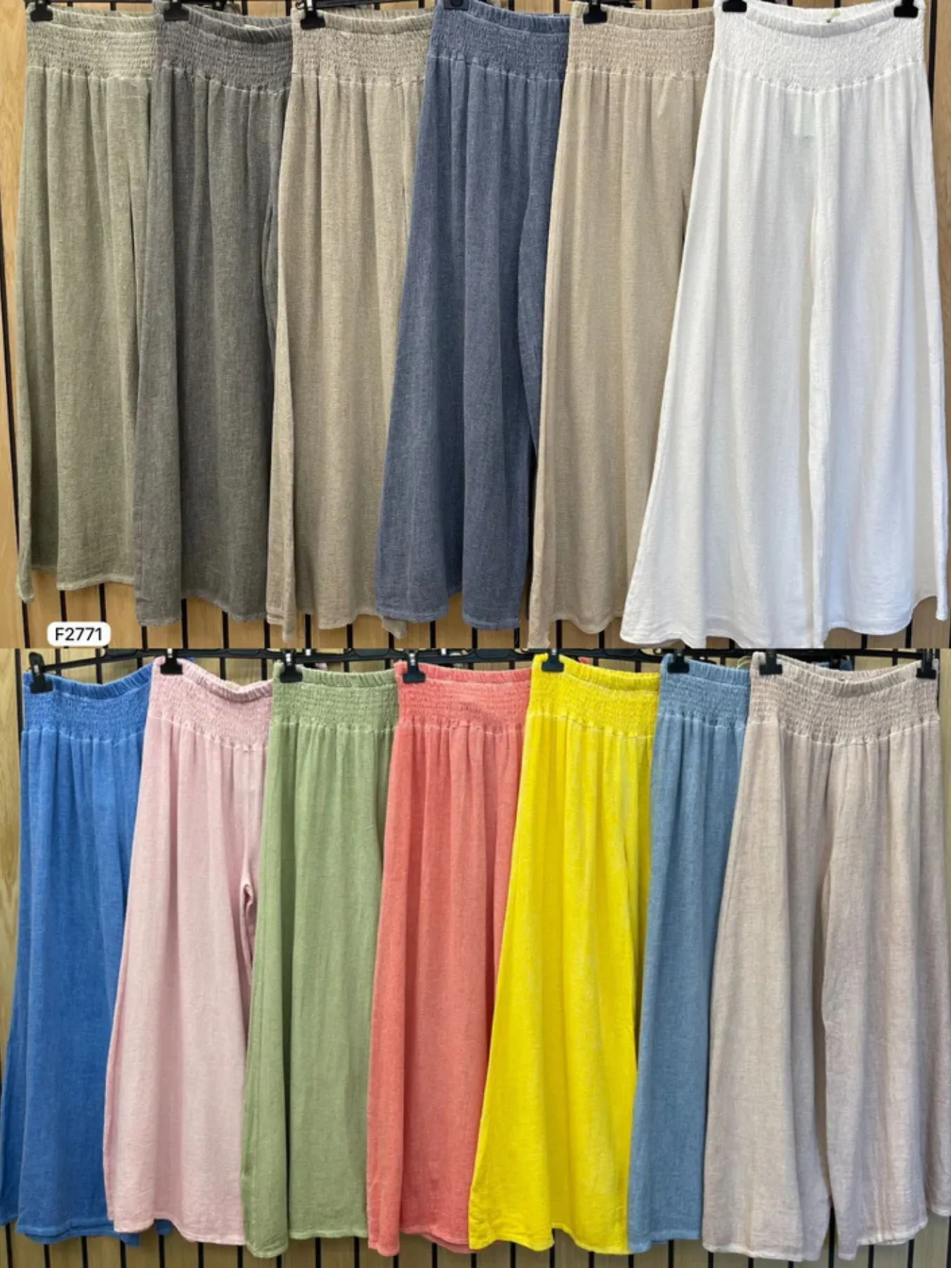 Mocha Washed Linen Wide Leg Trousers