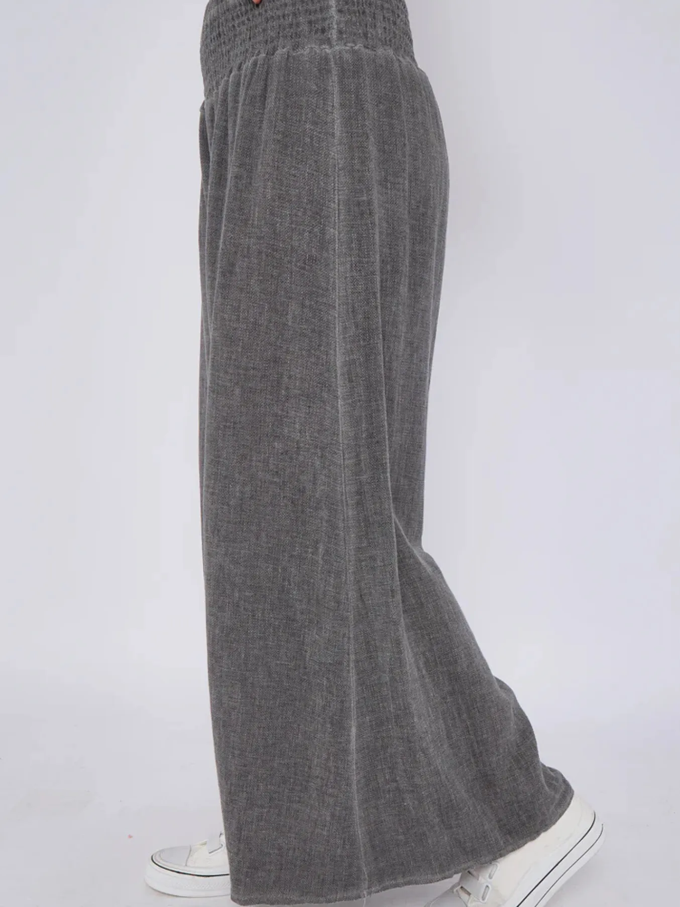 Mocha Washed Linen Wide Leg Trousers