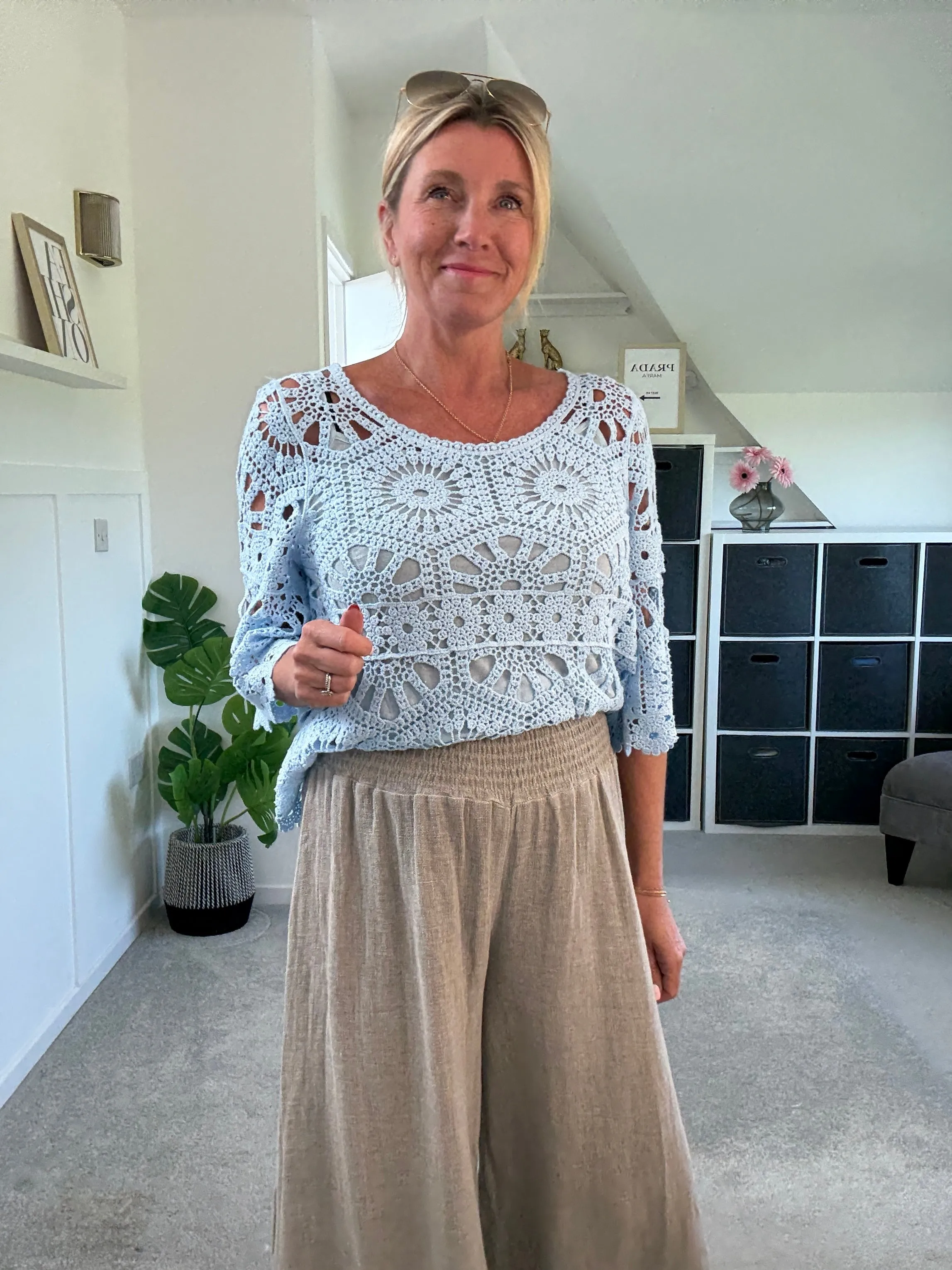 Mocha Washed Linen Wide Leg Trousers