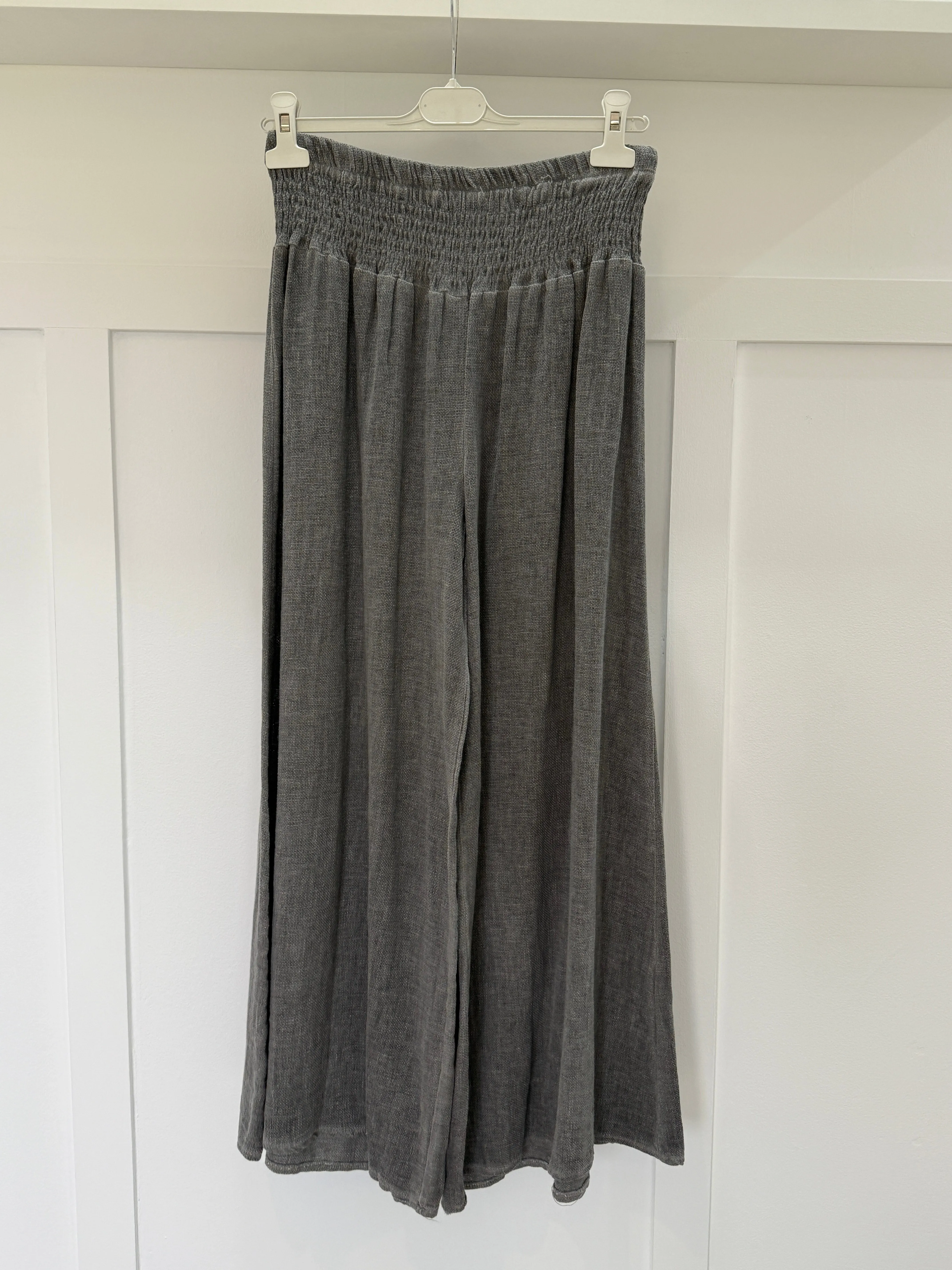 Mocha Washed Linen Wide Leg Trousers