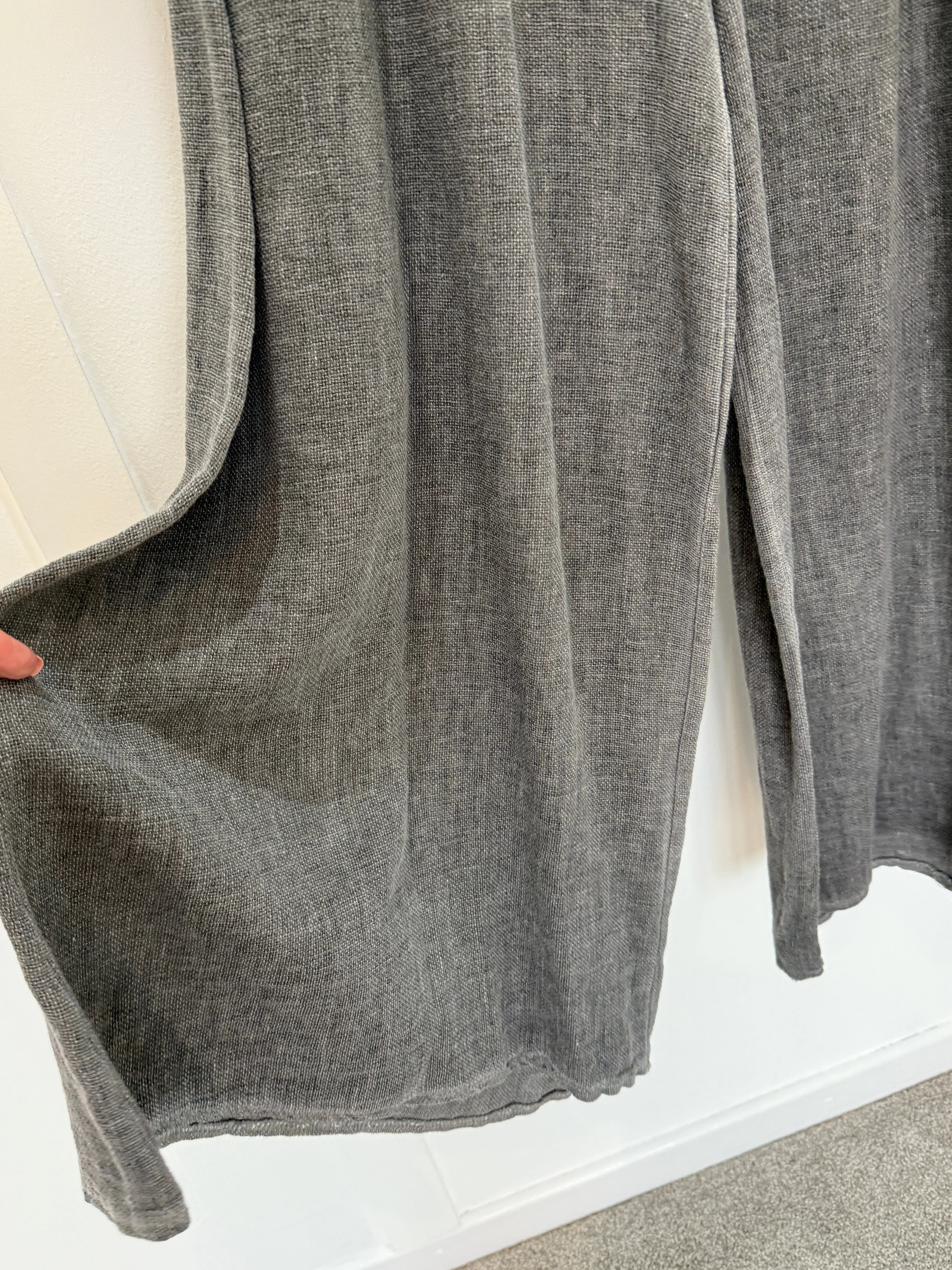Mocha Washed Linen Wide Leg Trousers