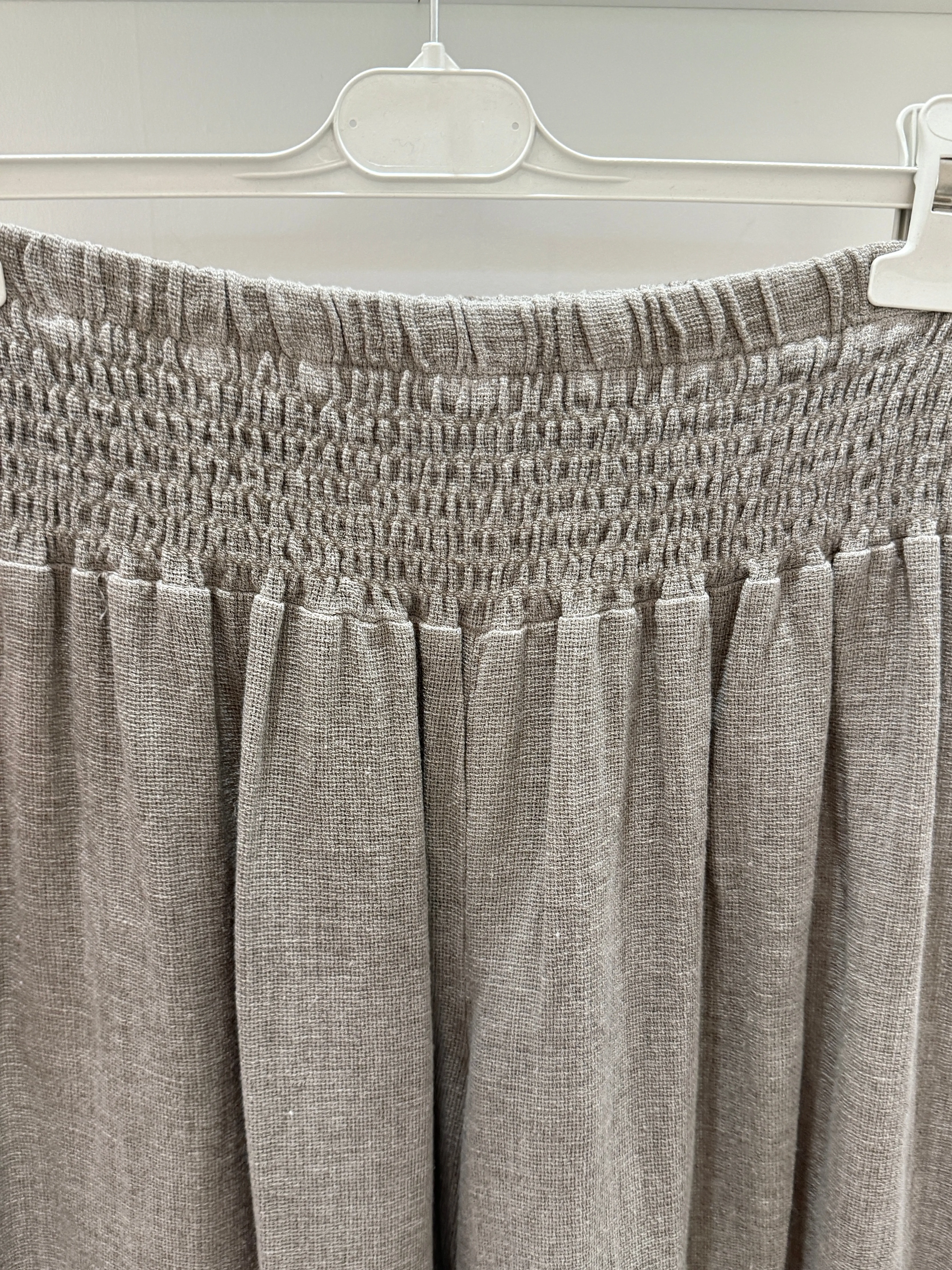 Mocha Washed Linen Wide Leg Trousers