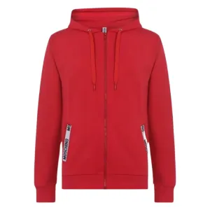 MOSCHINO POCKET TAPE ZIP UP HOODIE - RED