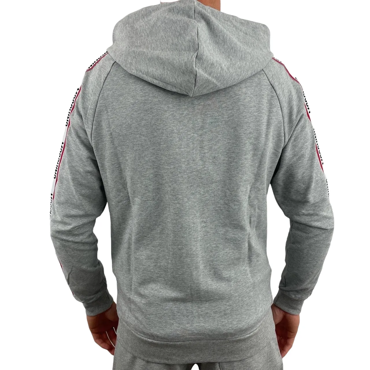 MOSCHINO TAPE ZIP UP HOODIE - GREY
