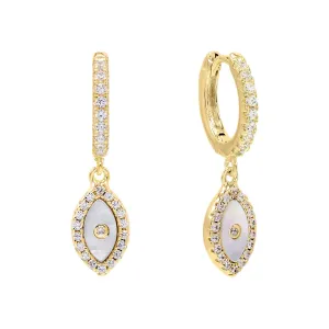 Mother of Pearl Evil Eye Huggie Earring