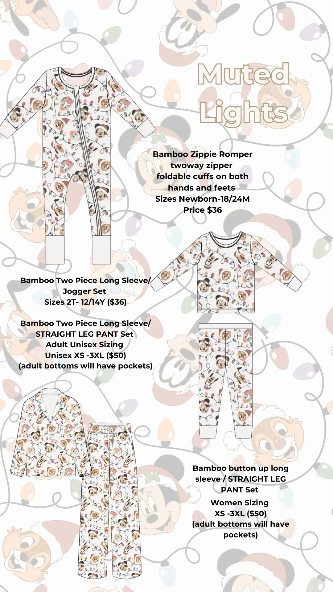 Muted Lights Bamboo PJs *READY TO SHIP — NOT RESTOCKING
