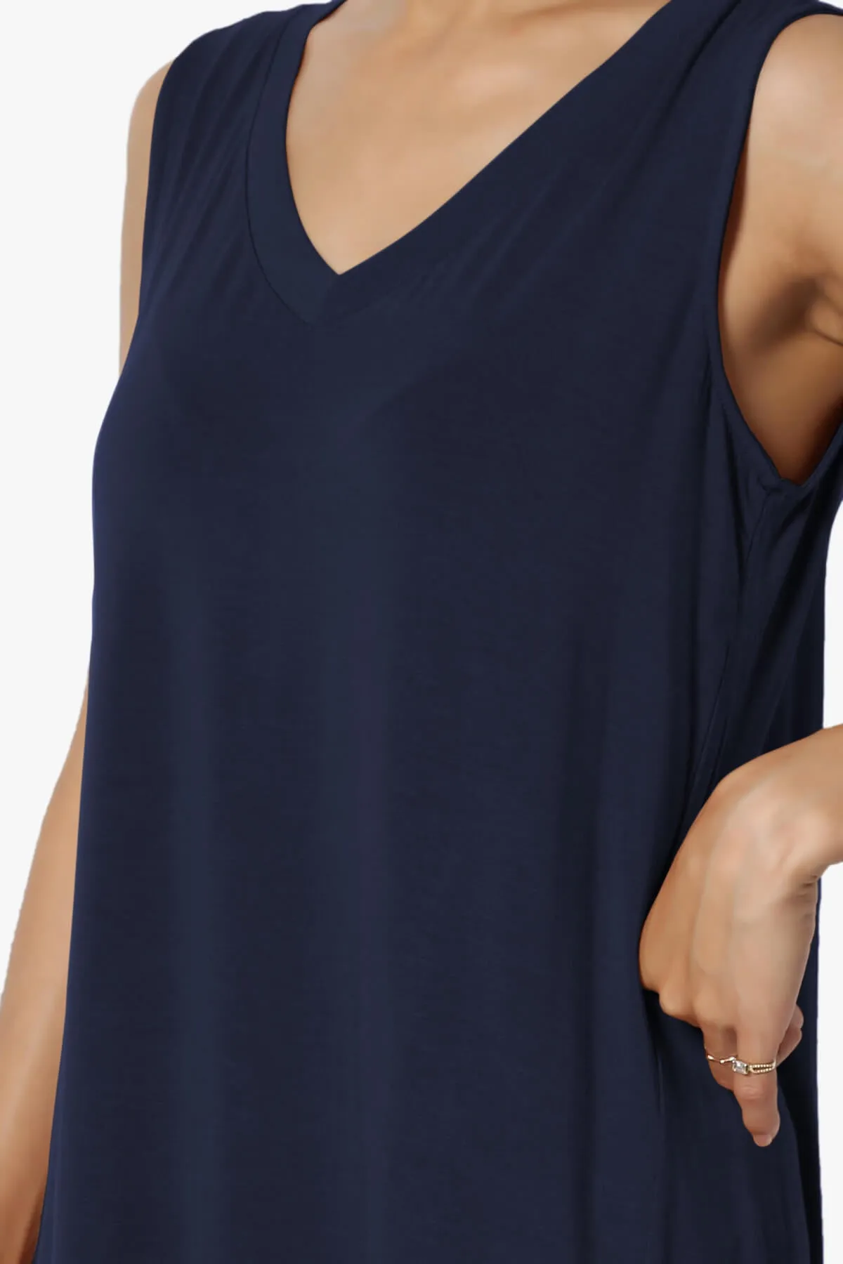 Myles Sleeveless V-Neck Luxe Jersey Top ADD COLOR