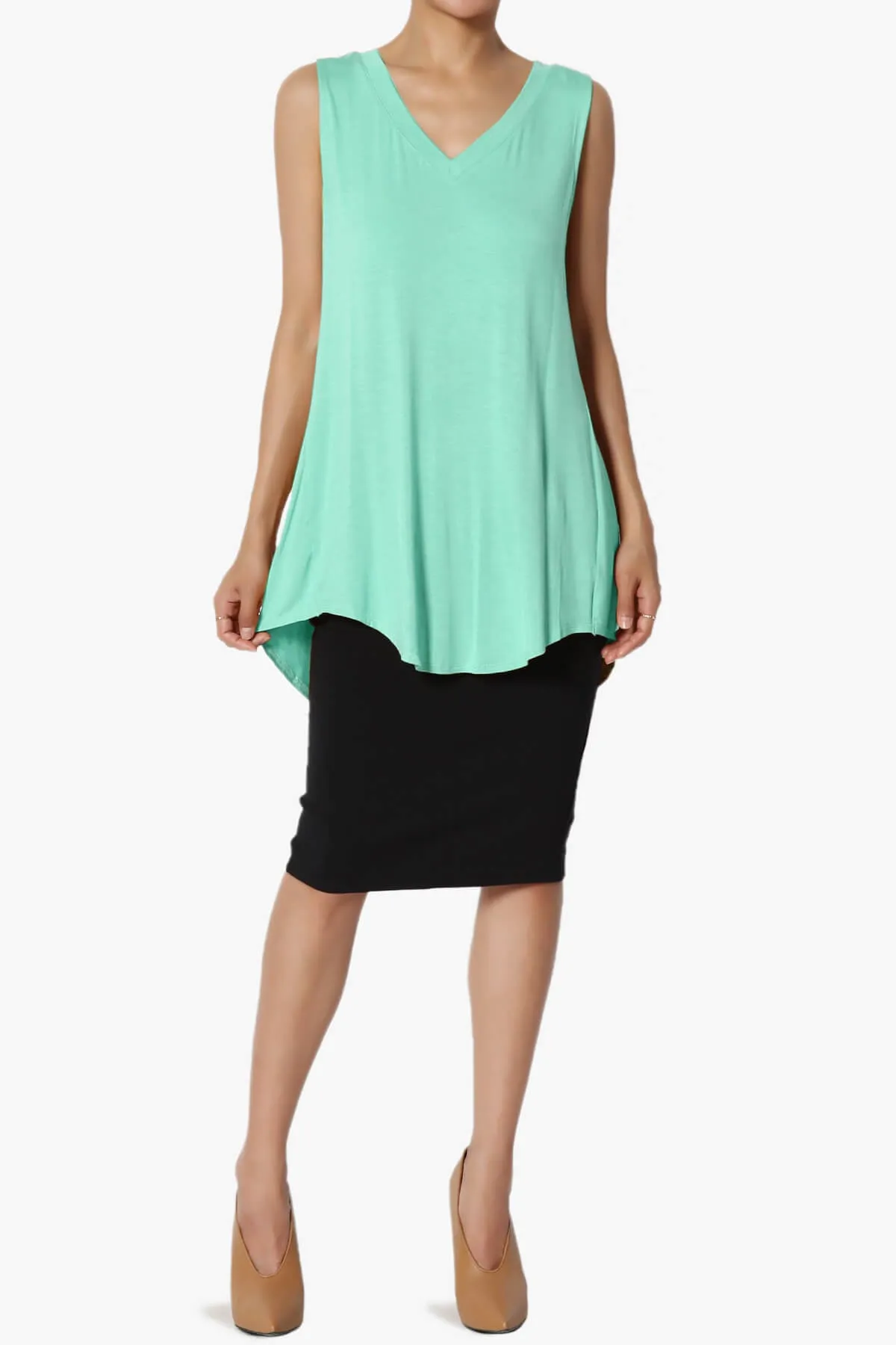 Myles Sleeveless V-Neck Luxe Jersey Top ADD COLOR