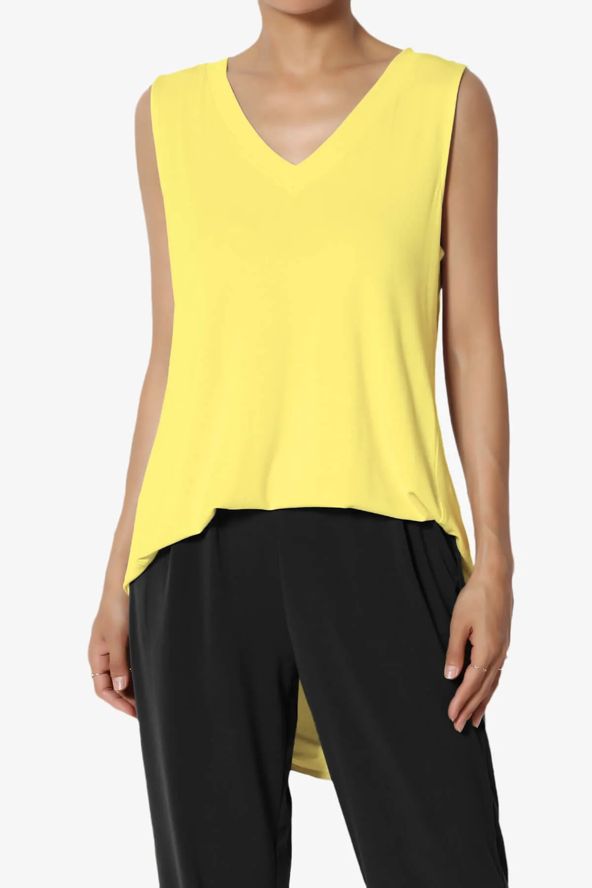 Myles Sleeveless V-Neck Luxe Jersey Top ADD COLOR