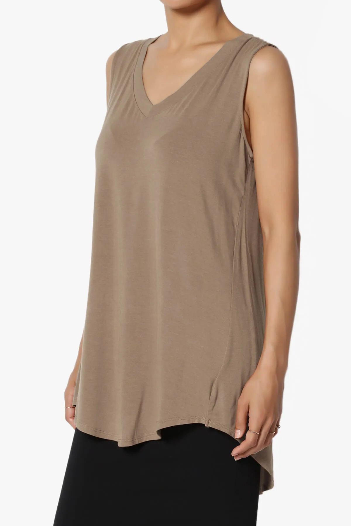Myles Sleeveless V-Neck Luxe Jersey Top ADD COLOR