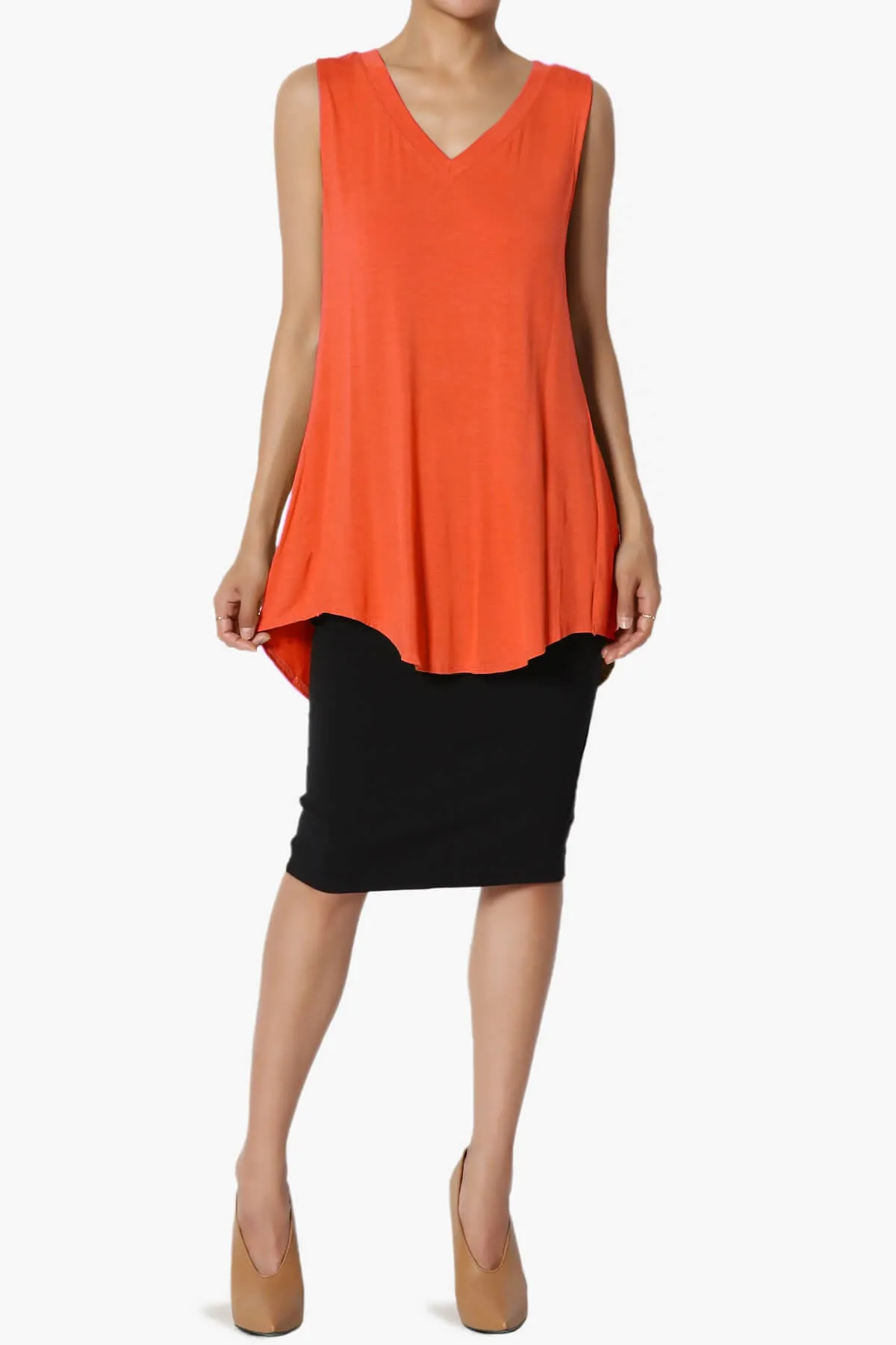 Myles Sleeveless V-Neck Luxe Jersey Top ADD COLOR
