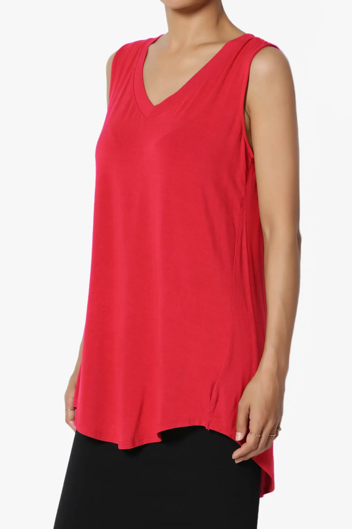 Myles Sleeveless V-Neck Luxe Jersey Top ADD COLOR