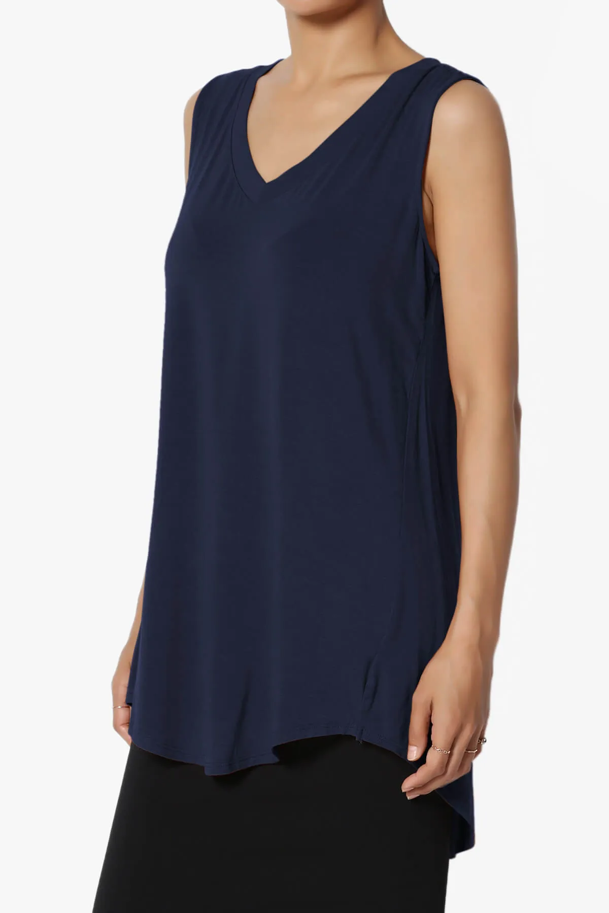 Myles Sleeveless V-Neck Luxe Jersey Top ADD COLOR
