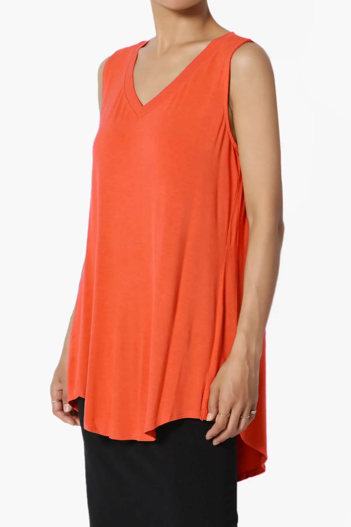 Myles Sleeveless V-Neck Luxe Jersey Top ADD COLOR