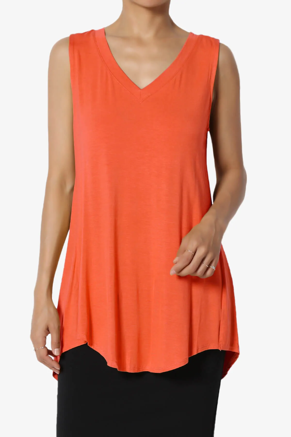 Myles Sleeveless V-Neck Luxe Jersey Top ADD COLOR
