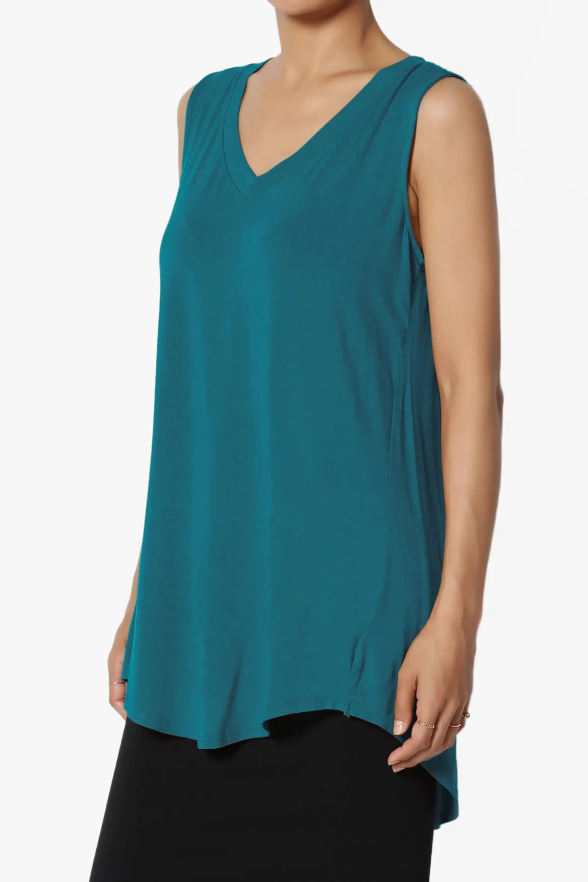 Myles Sleeveless V-Neck Luxe Jersey Top ADD COLOR