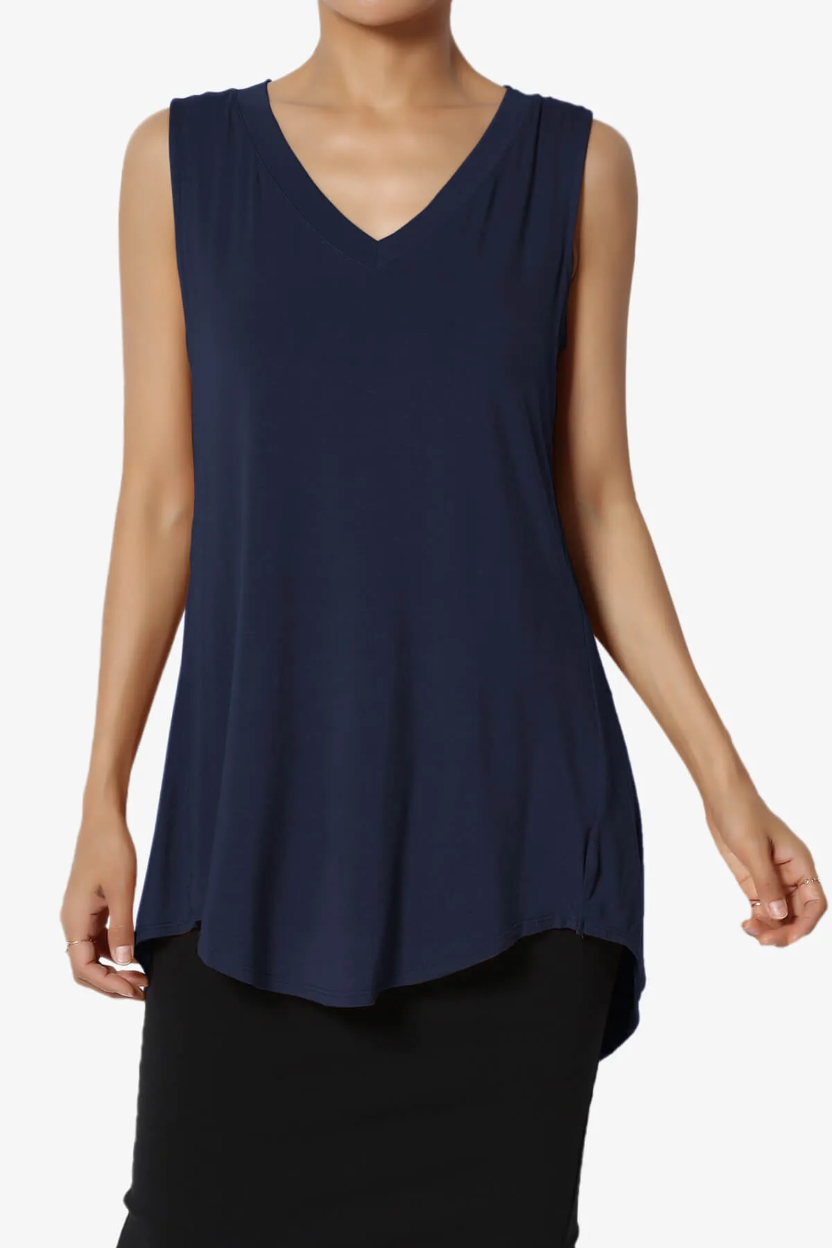 Myles Sleeveless V-Neck Luxe Jersey Top ADD COLOR