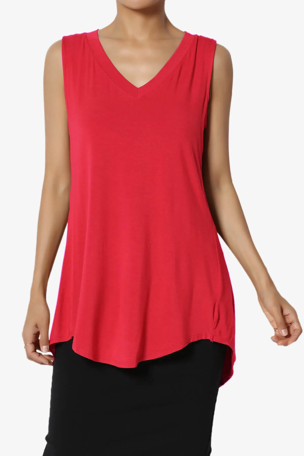 Myles Sleeveless V-Neck Luxe Jersey Top ADD COLOR