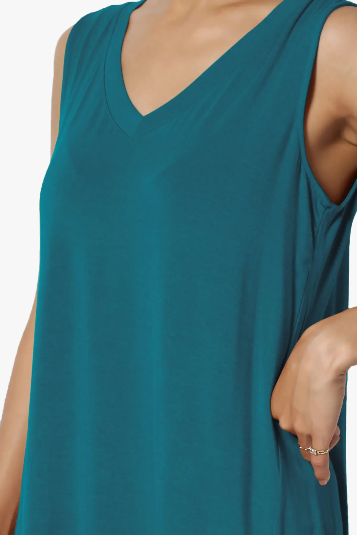 Myles Sleeveless V-Neck Luxe Jersey Top ADD COLOR