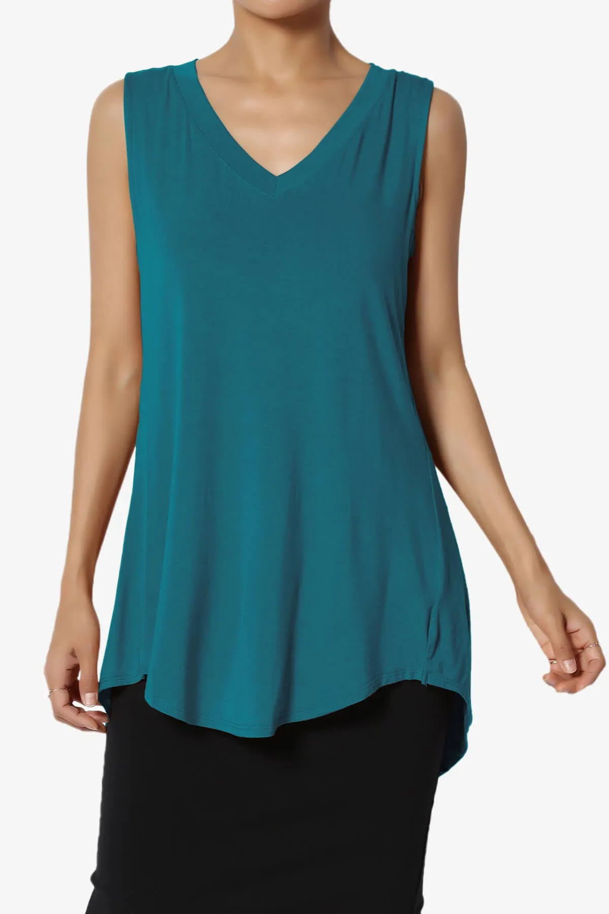 Myles Sleeveless V-Neck Luxe Jersey Top ADD COLOR