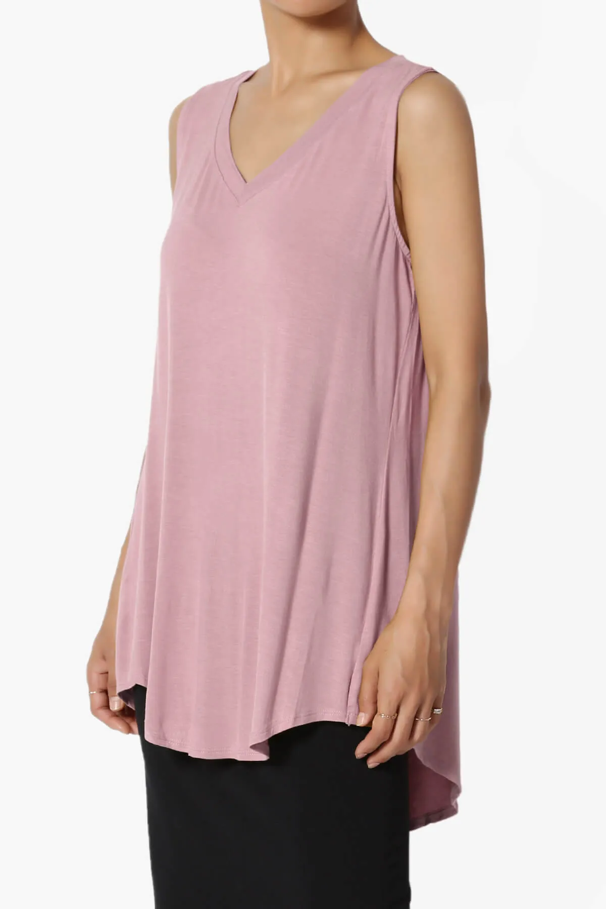 Myles Sleeveless V-Neck Luxe Jersey Top ADD COLOR