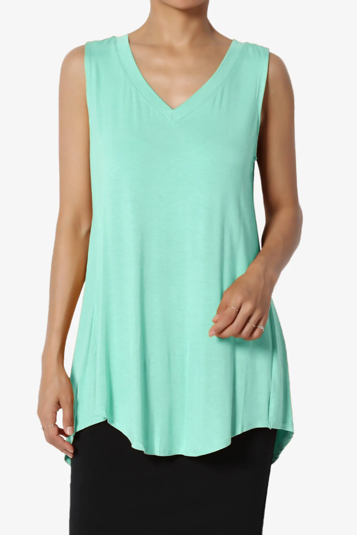 Myles Sleeveless V-Neck Luxe Jersey Top ADD COLOR