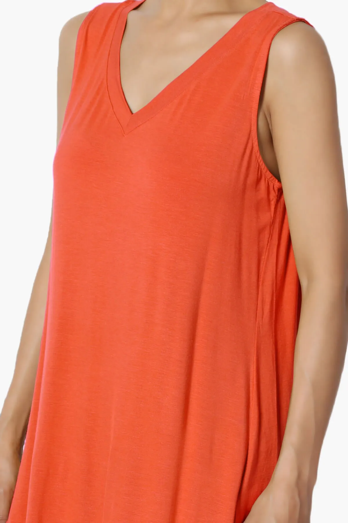 Myles Sleeveless V-Neck Luxe Jersey Top ADD COLOR