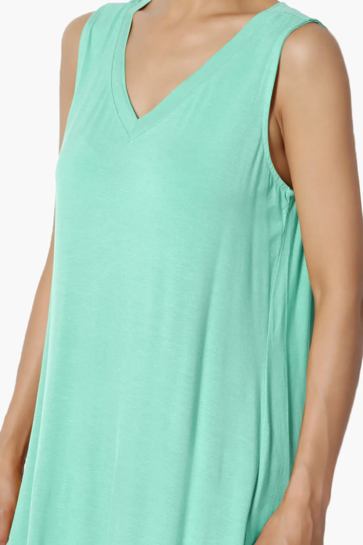 Myles Sleeveless V-Neck Luxe Jersey Top ADD COLOR