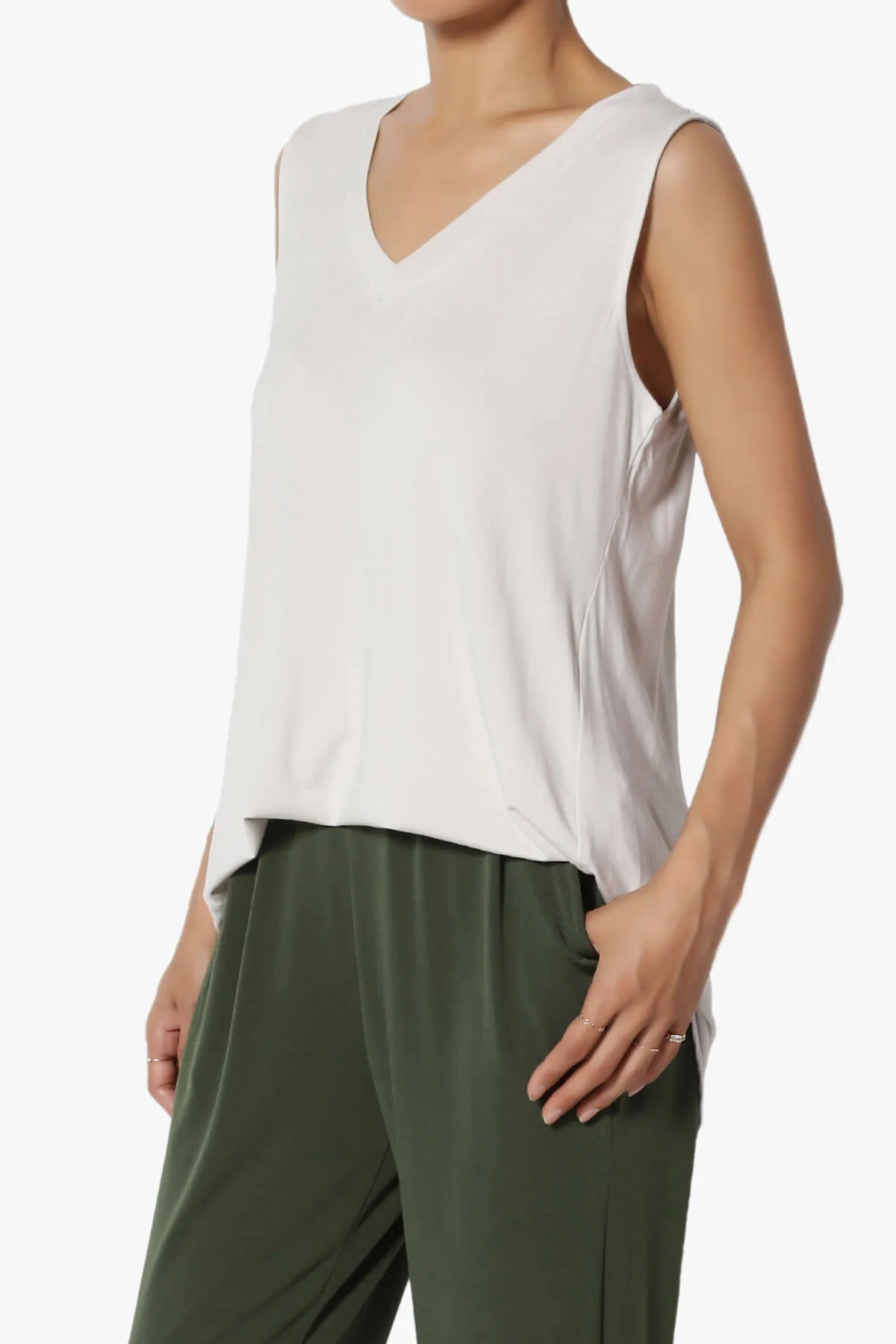 Myles Sleeveless V-Neck Luxe Jersey Top PLUS