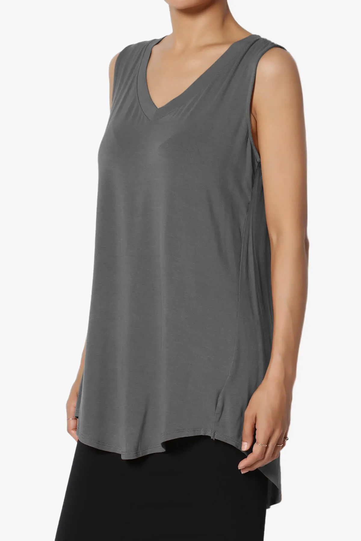 Myles Sleeveless V-Neck Luxe Jersey Top PLUS