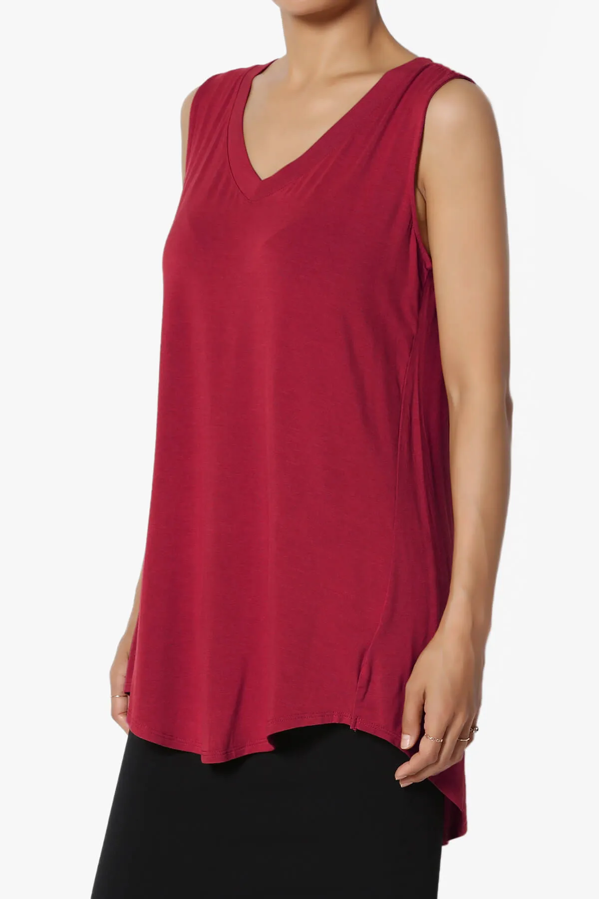 Myles Sleeveless V-Neck Luxe Jersey Top PLUS
