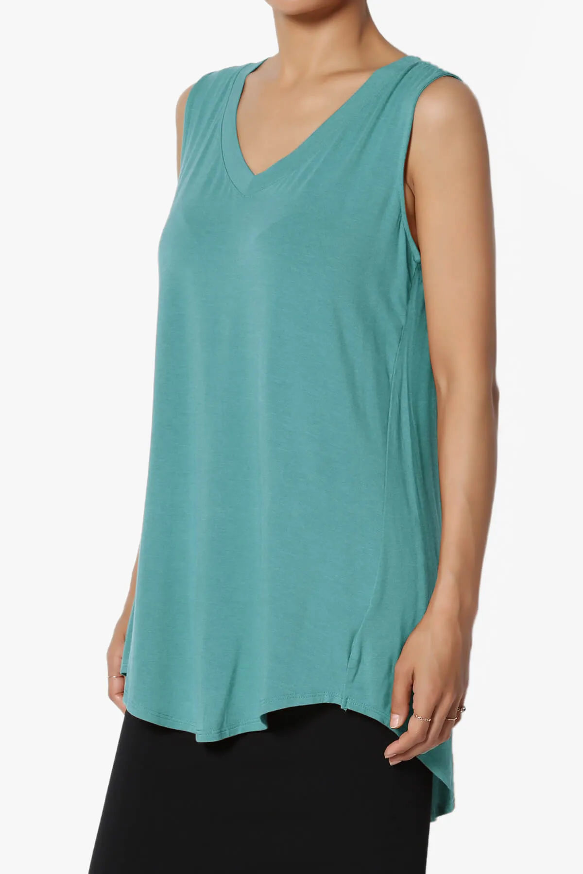 Myles Sleeveless V-Neck Luxe Jersey Top PLUS