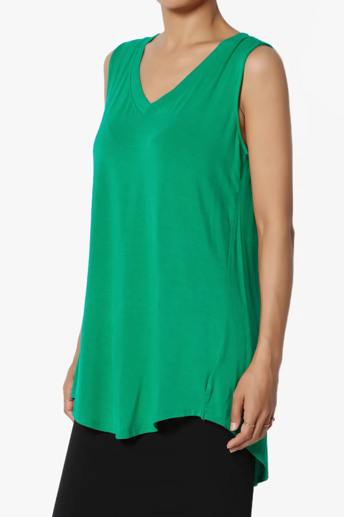 Myles Sleeveless V-Neck Luxe Jersey Top PLUS