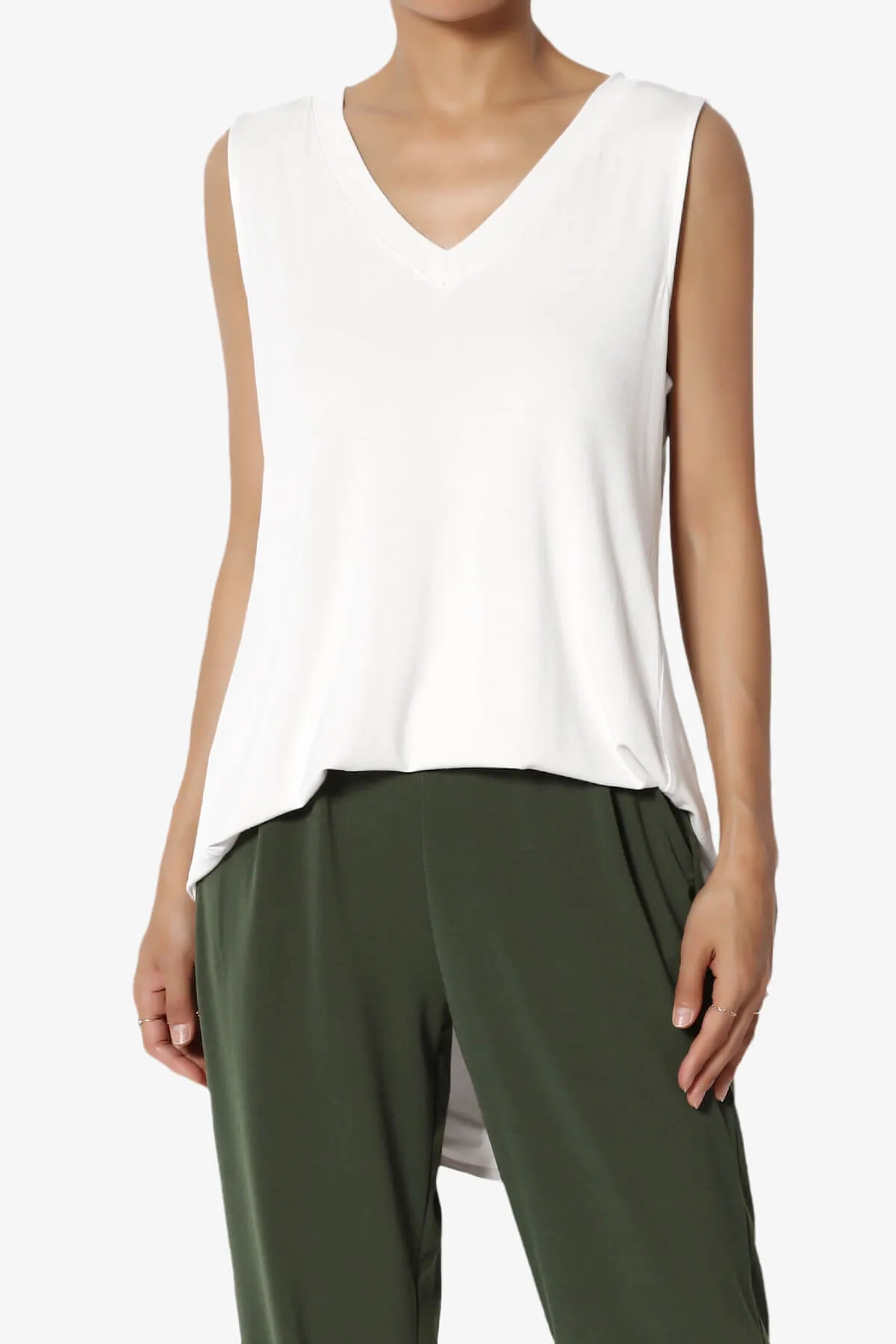 Myles Sleeveless V-Neck Luxe Jersey Top PLUS