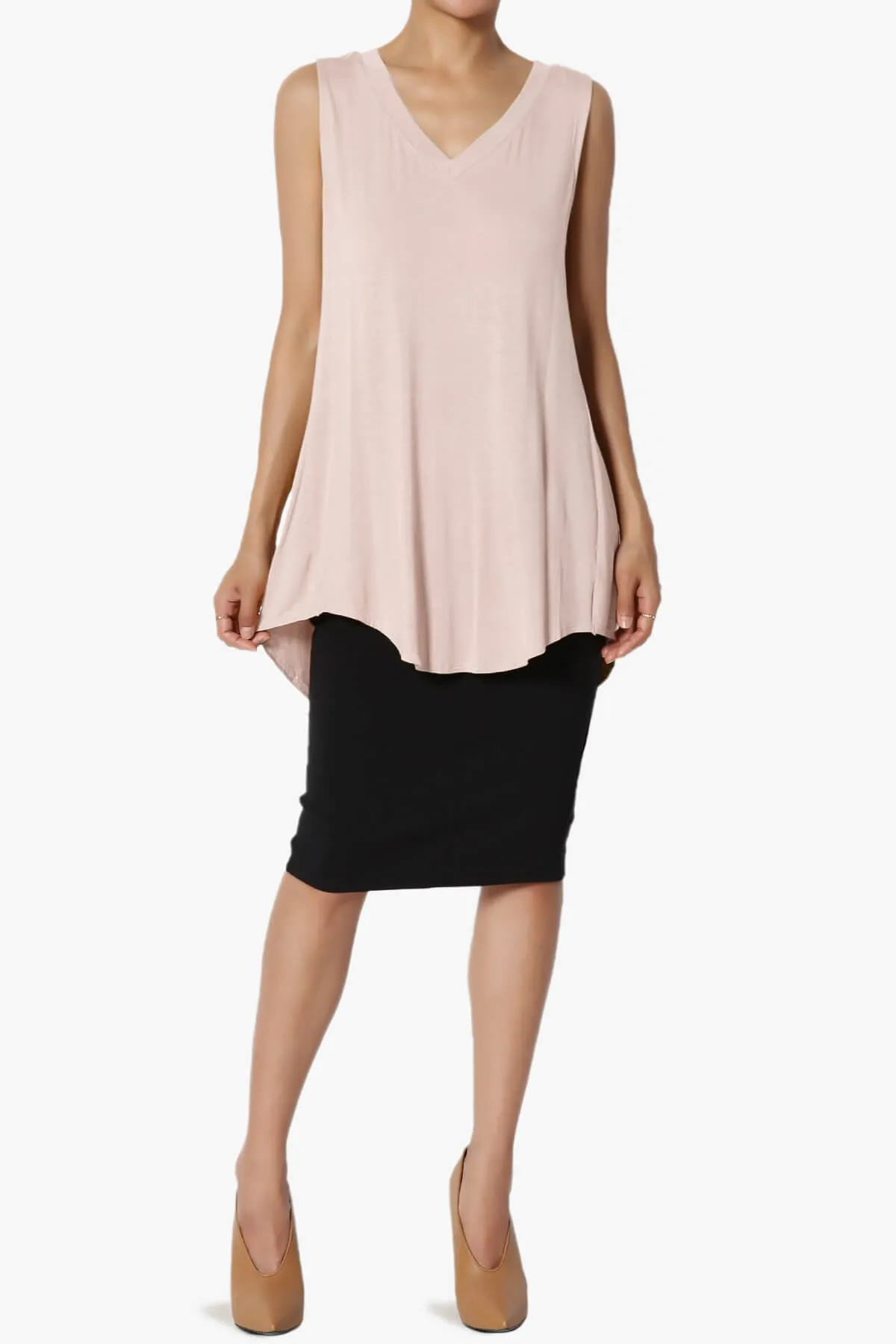 Myles Sleeveless V-Neck Luxe Jersey Top PLUS