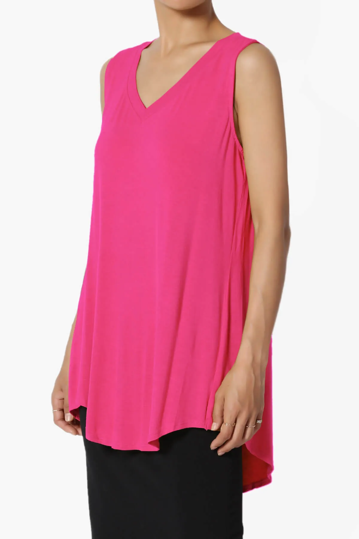 Myles Sleeveless V-Neck Luxe Jersey Top PLUS
