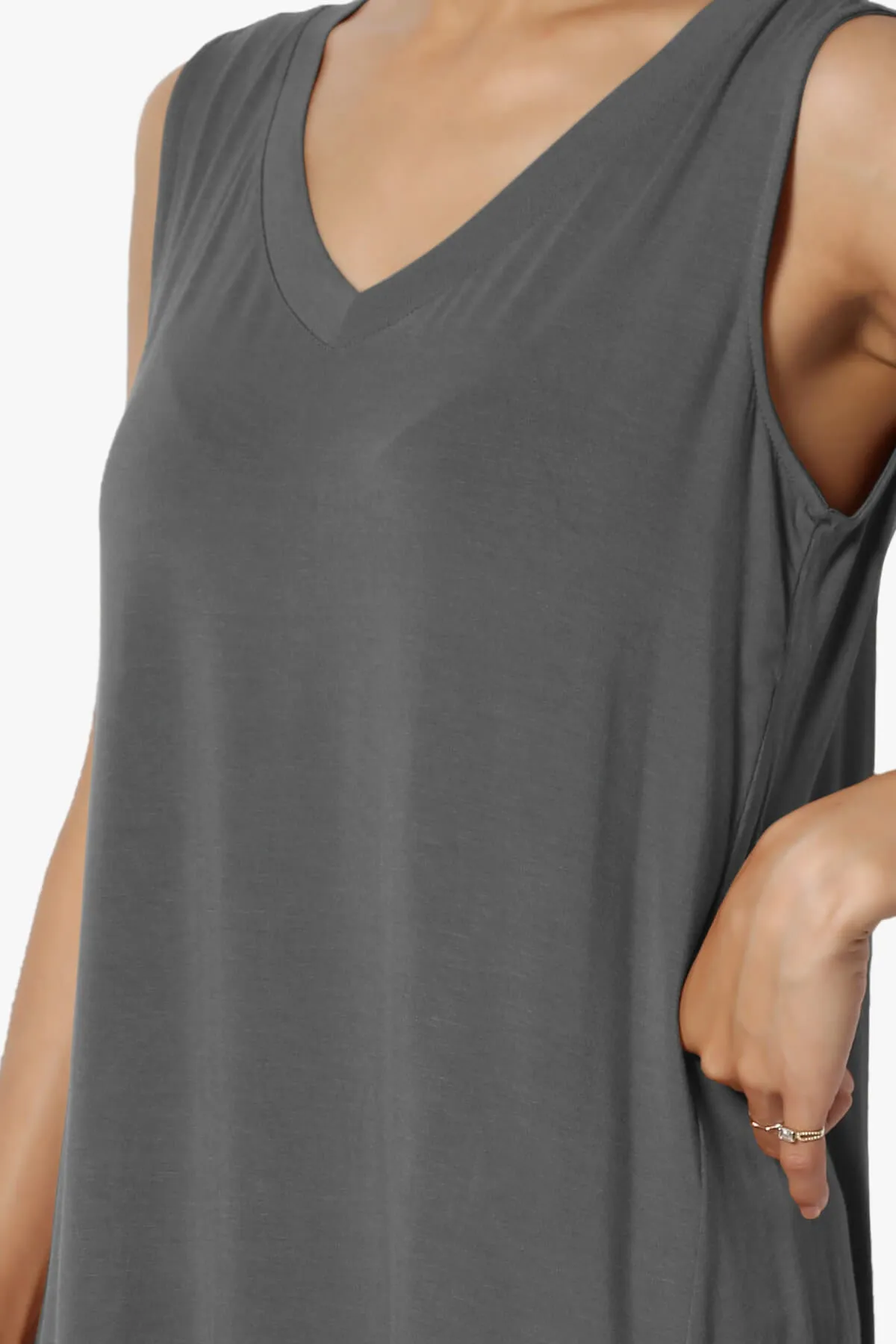 Myles Sleeveless V-Neck Luxe Jersey Top PLUS